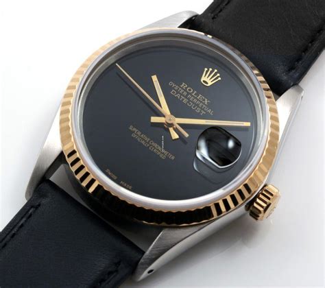 leather black band black face rolex watch datejus|rolex datejust 36.